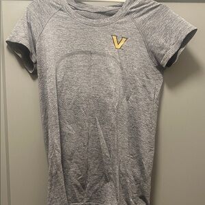 Gray Athletic T-Shirt with Gold Logo